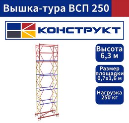 Вышка-тура 6,3м Базовый блок + 4 (четыре) секции 0,7х1,6 м