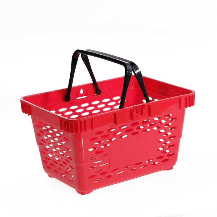 фото Корзина покупательская пластиковая, 20л, 2 пластиковые ручки, цвет красный