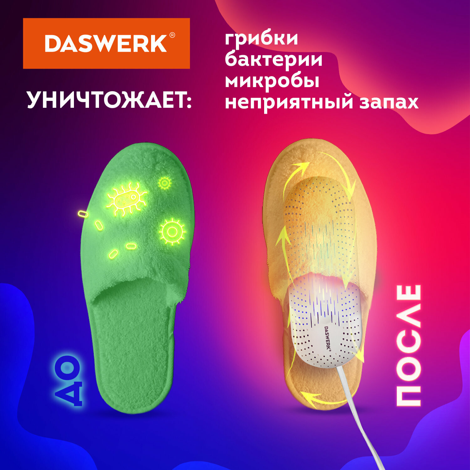 Cушилка для обуви, электрическая (сушка, электросушилка) от запаха с подсветкой, 20 Вт, Daswerk, Sd2, 456195 - фотография № 2