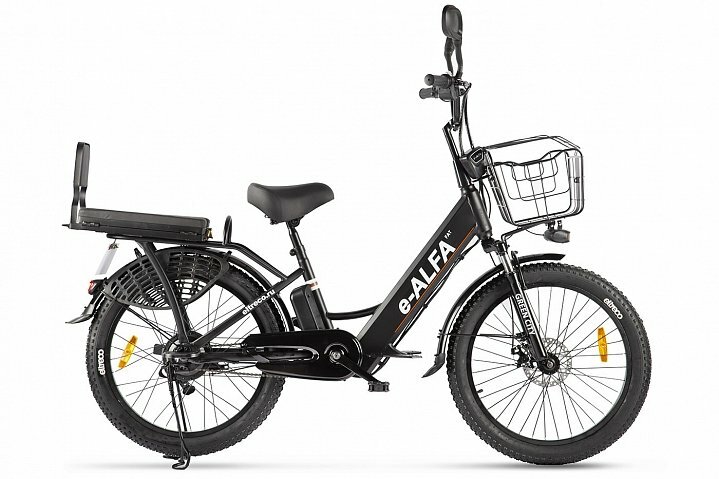 Велогибрид Green City e-ALFA fatbike 2160 чёрный 500 Вт 35 км/ч 40км АКБ 48V/10.4Ah макс. 130кг вес 36кг. GNCITY-EALFAFAT-BK