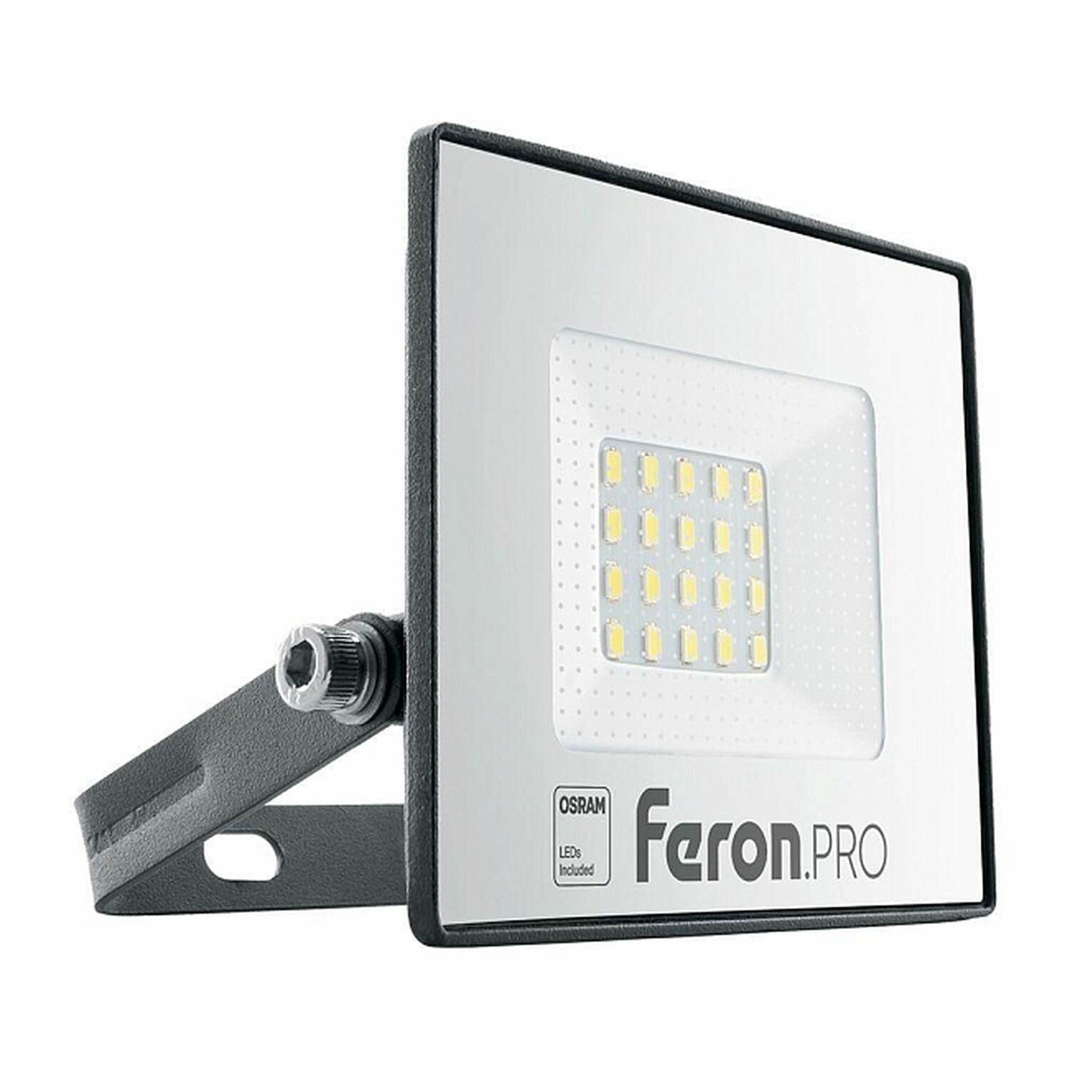 Прожектор светодиодный ДО-20w 6400К 1600Лм IP65 черный Feron.PRO | код 41538 | FERON (7шт.в упак.)