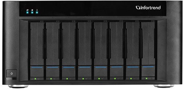 Система хранения данных EonStor GSe Pro 100 8bay. Intel Atom 2.4GHz 4C CPU, 1x4GB non-ECC, 4x1GbE(RJ45), 2x USB 2.0, 2x USB 3.0, 1x Host Board slot, 1xPSU and 8 drive trays (GSe Pro 108-C)