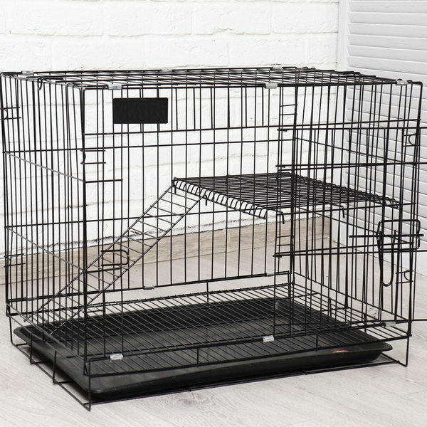 Клетка для собак и кошек, двухъярусная 61 x 42 x 50 см, чёрная - фотография № 8