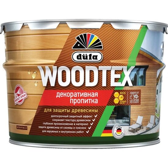 Пропитка декоративная для защиты древесины алкидная Dufa Woodtex рябина 10 л.