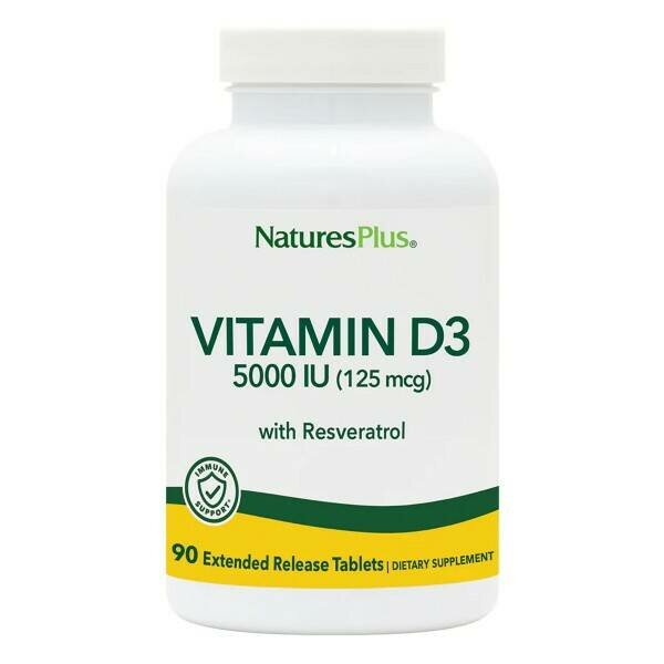 Nature's Plus Vitamin D3 5000 IU with 25 mg Resveratrol 90 таб.