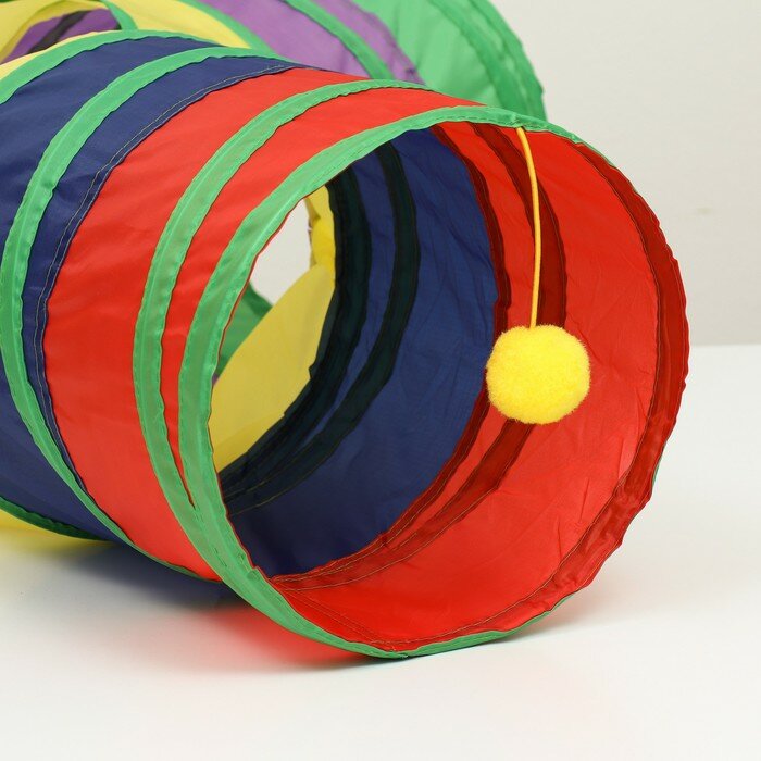 Туннель для кошек шуршащий "Рогатка", 85 х 25 см, разноцветный - фотография № 2