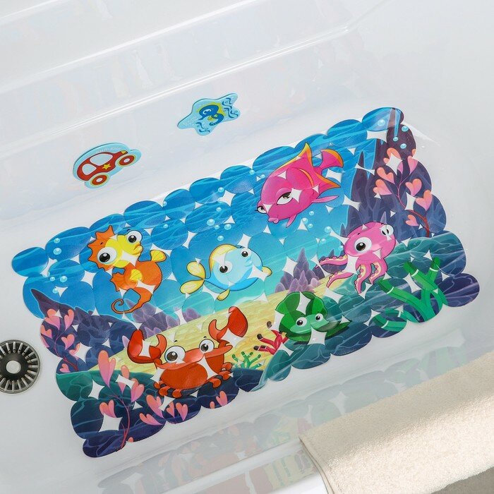 SPA-коврик для ванны на присосках Доляна «Яркие рыбы», 35×68 см - фотография № 5