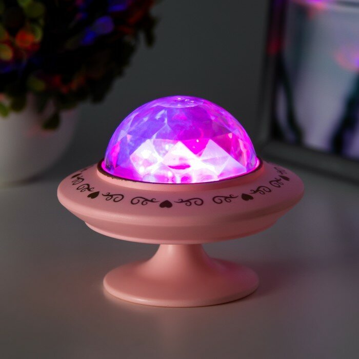 Ночник-проектор "Фьюжн" LED 3хLR44 диско, розовый 12х12х10 см RISALUX - фотография № 6