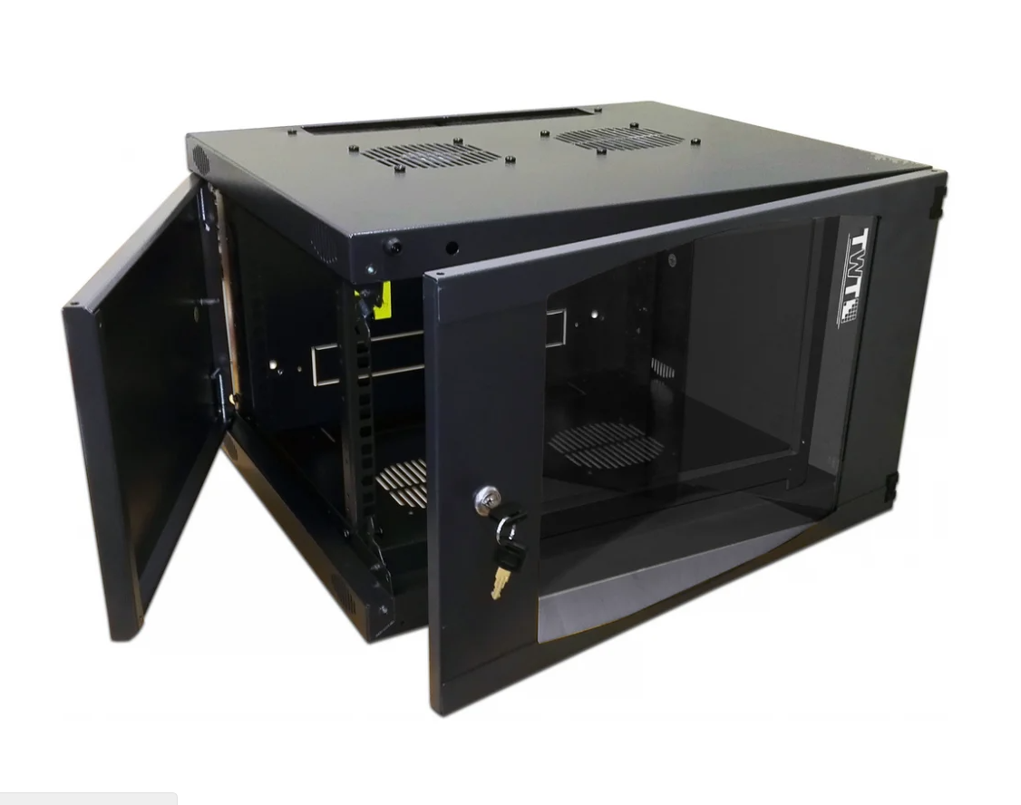 фото Шкаф Lanmaster настенный Next, 6U 550x600, стеклянная дверь, черный