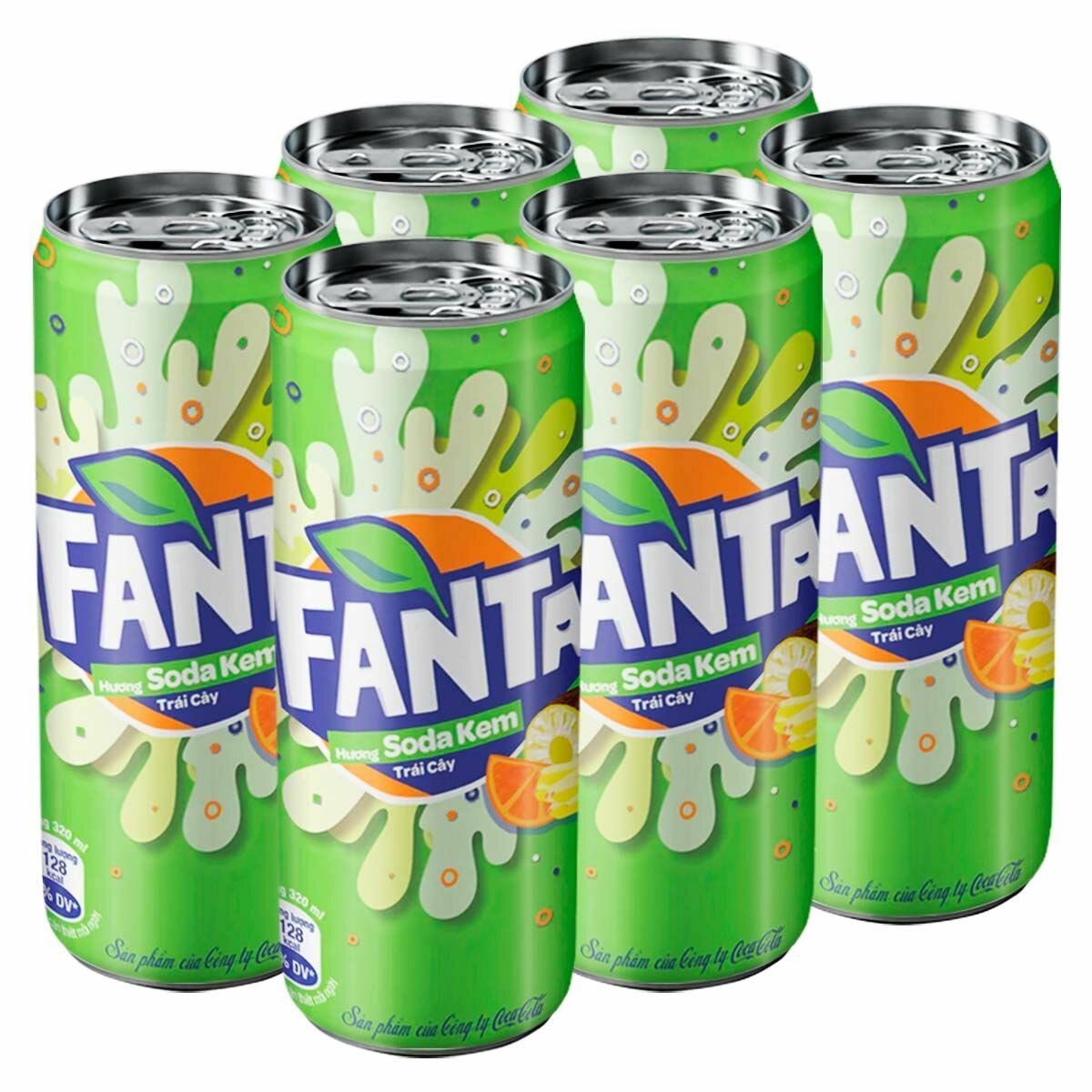 Газированный напиток Fanta Cream Soda Fruity со вкусом фруктовой крем-соды (Вьетнам), 320 мл (6 шт)