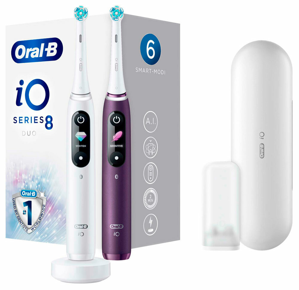 Набор электрических зубных щеток BRAUN ORAL-B iO Series 8 Duo белый фиолетовый