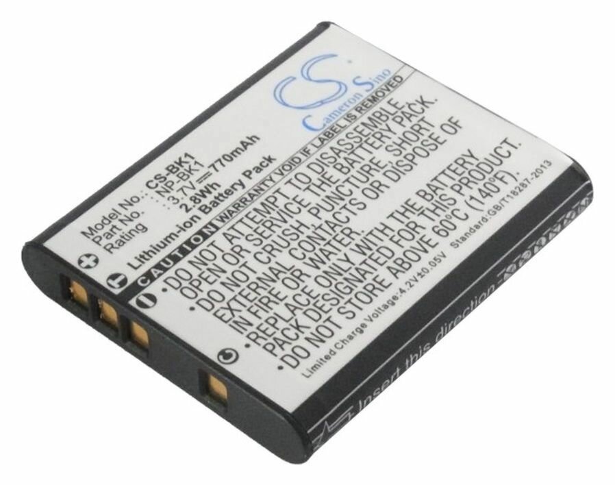 Аккумулятор CameronSino CS-BK1 для фотоаппарата Sony Cyber-shot DSC-S750, S780, S950, S980 p/n: NP-BK1, 770mAh