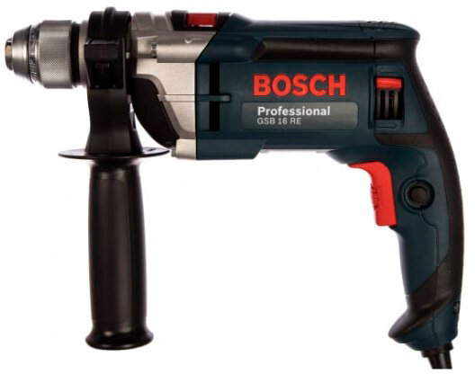 BOSCH Дрель ударная Bosch GSB 16 RE 750Вт патрон:кулачковый реверс (кейс в комплекте) (060114E600)