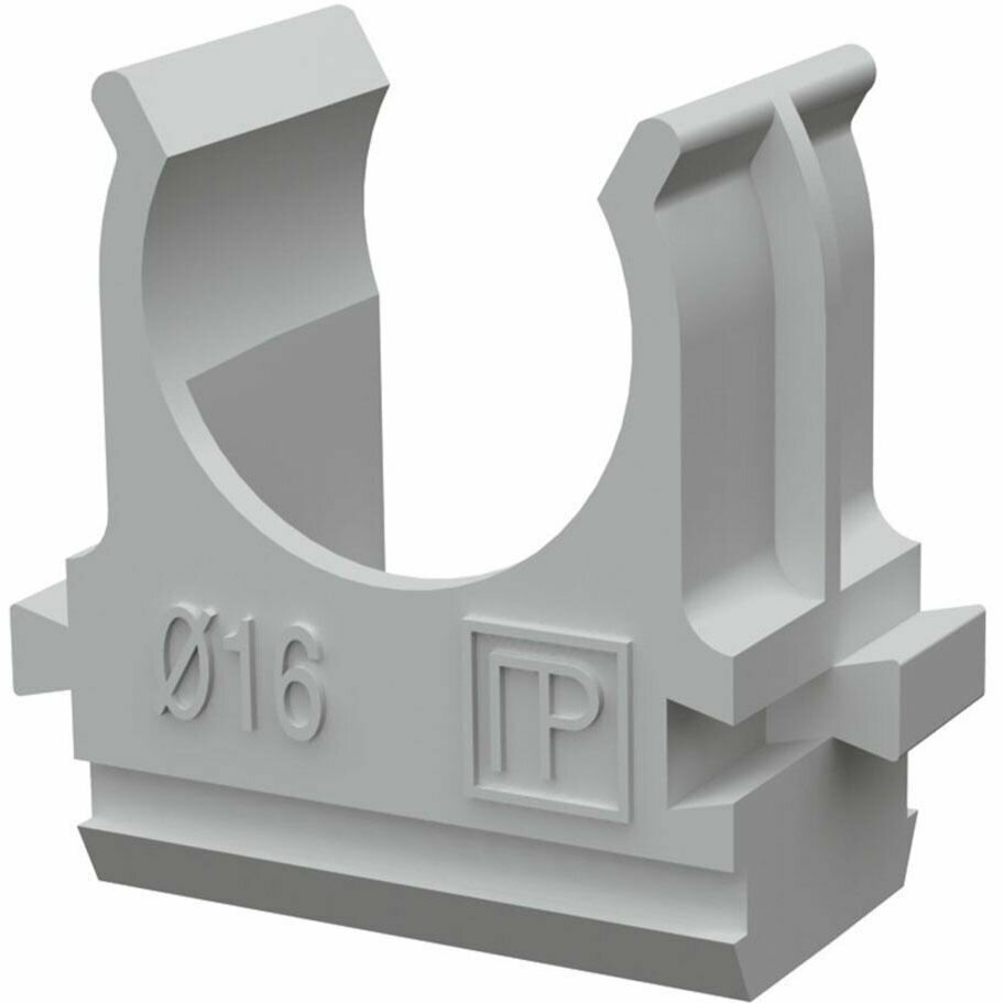 фото Держатель для гофры D=16мм серый / Держатель-клипса для трубы гофрированной D=16мм серый