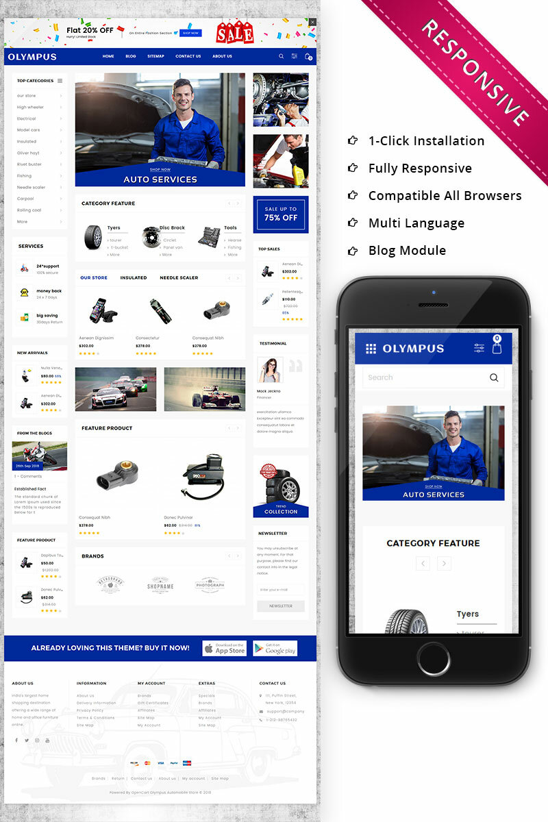 Шаблон OpenCart Olympus - Automobile Store Premium