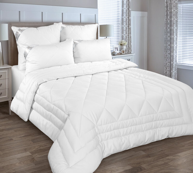 Одеяло Евро Макси (240х220 ) "Шелк искусственный" (300 г/м2) /Перкаль белый