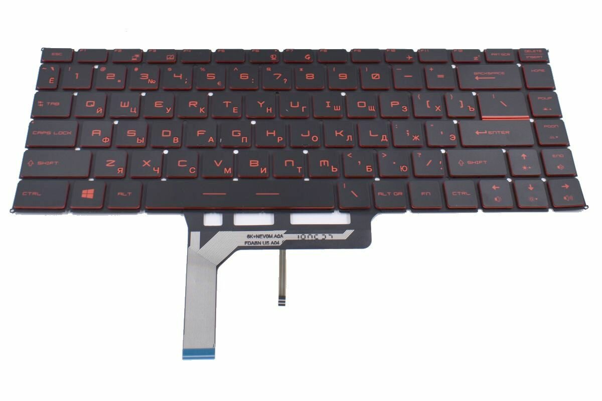 Клавиатура для MSI GF63 Thin 11SC-219XRU ноутбука с красной подсветкой