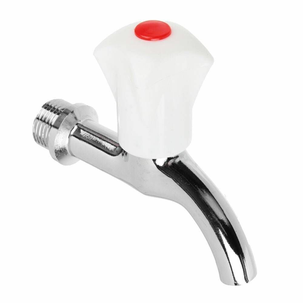 фото Кран водоразборный с коротким изливом, FRESSO, пластиковая ручка, оцинкованный, 1 шт.