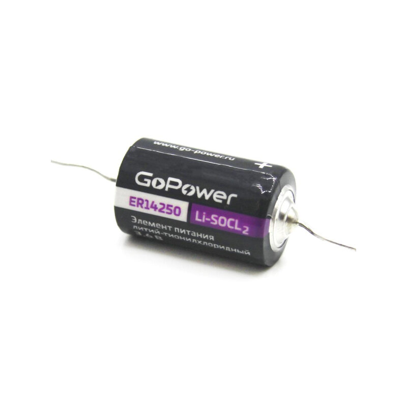 Батарейка GoPower 14250 1/2AA PC1 Li-SOCl2 3.6V с выводами 1/10/500