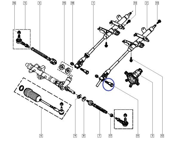Болт крепления рулевой рейки Renault Logan Lada Largus