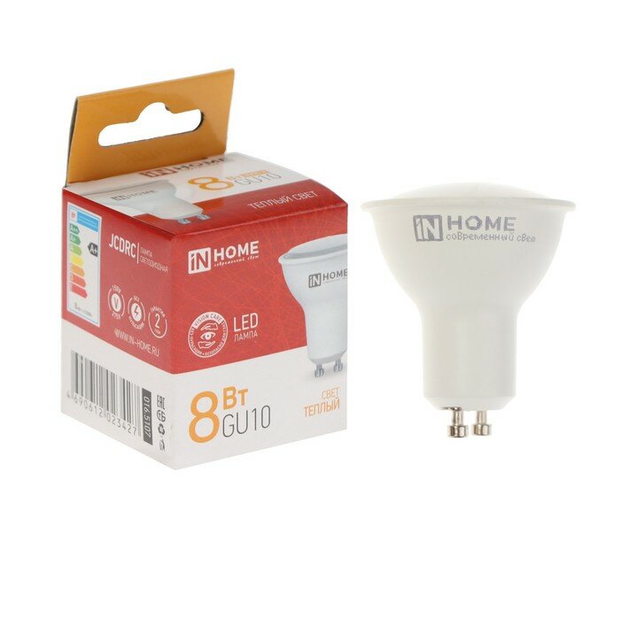 Лампа светодиодная IN HOME LED-JCDRC-VC, 8 Вт, 230 В, GU10, 3000 К, 720 Лм - фотография № 1