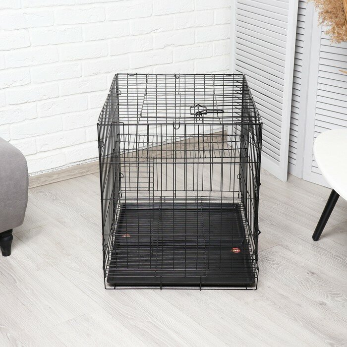 Клетка для собак и кошек, двухъярусная 70 х 50 х 60 см, чёрная - фотография № 5