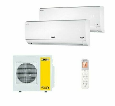 Мульти сплит-система Zanussi на 2 комнаты ZACO/I-14 H2 FMI/N8 + 2*ZACS/I-09 HIN FMI/N8 (25 м2 + 25 м2)