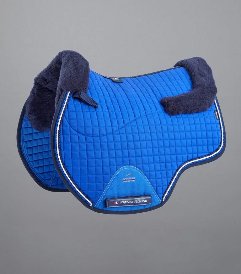 Вальтрап для лошади из мериносовой шерсти European Saddle Pad - GP/Jump Square (голубой) - фотография № 1