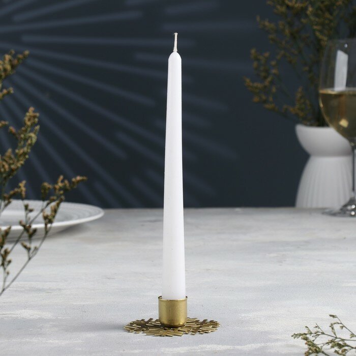Подсвечник "Снежинка" металл на одну свечу, 8,5х8,5х2,7 см, золотой - фотография № 1