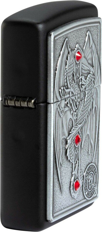 Зажигалка ZIPPO Winged Dragon Cross с покрытием Black Matte, латунь/сталь, чёрная, 38x13x57 мм - фотография № 3