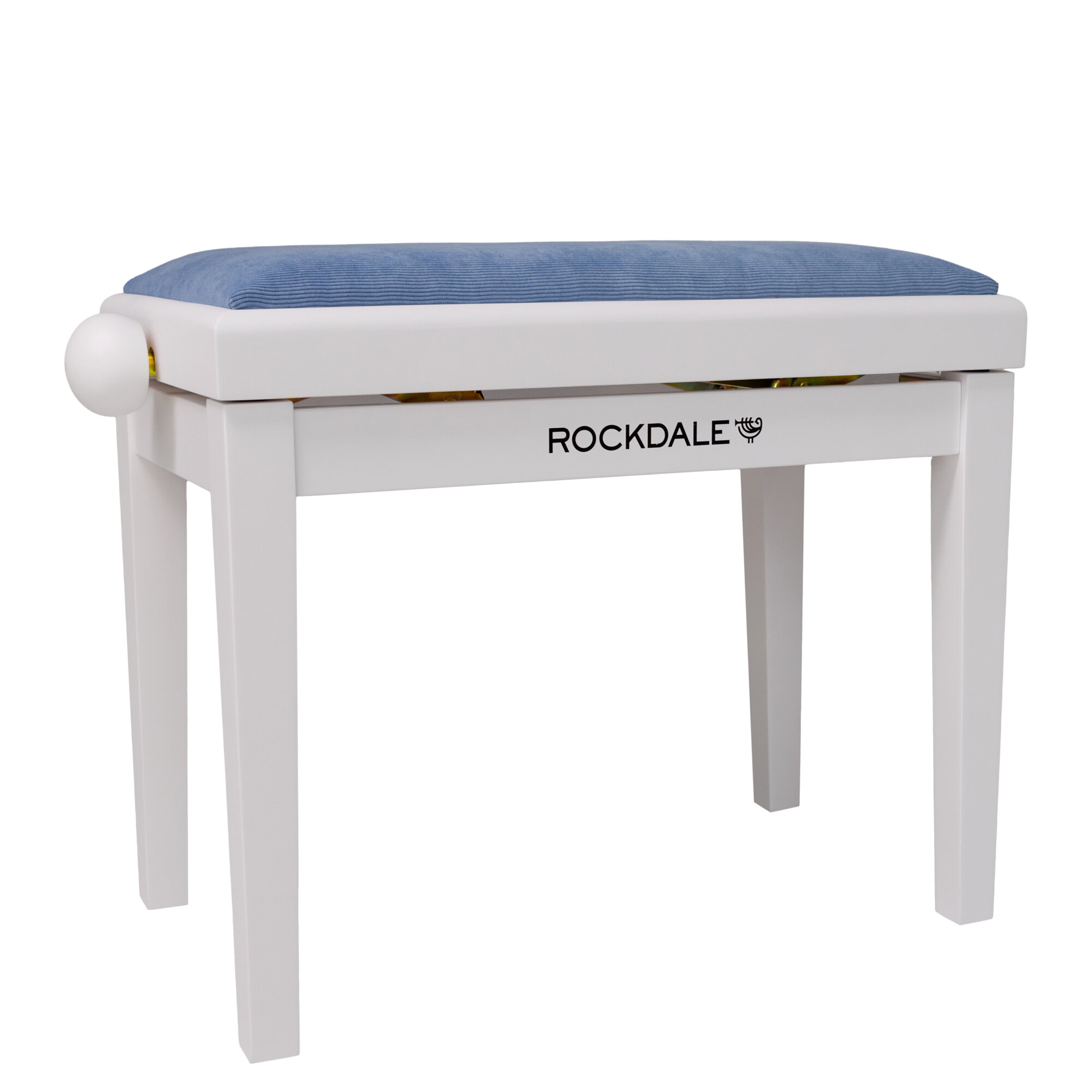 ROCKDALE RHAPSODY 131 SV WHITE ROYAL BLUE деревянная банкетка с регулировкой высоты цвет корпуса белый матовый сиденье вельвет