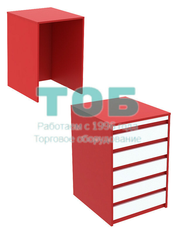 Ресепшен - стол красного цвета узкий серии RED с фасадными декорами №9