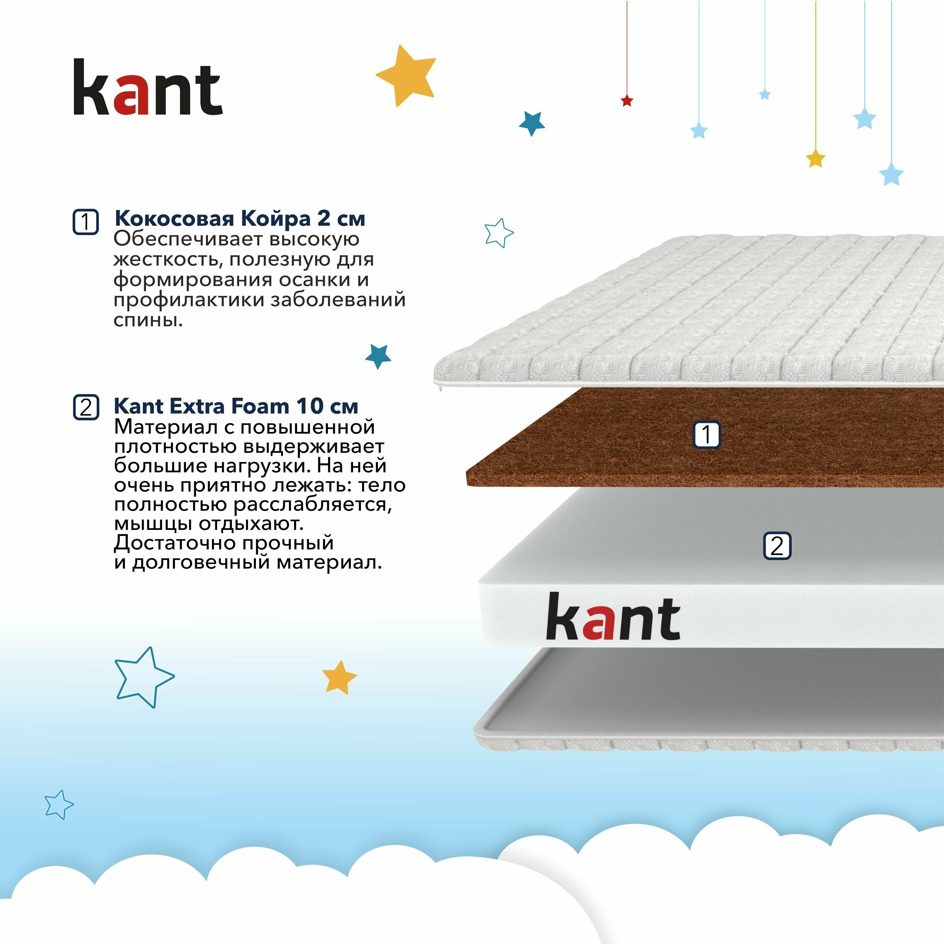 Матрас детский анатомический на кровать Kant K7 80х200х13 Кант - фотография № 2