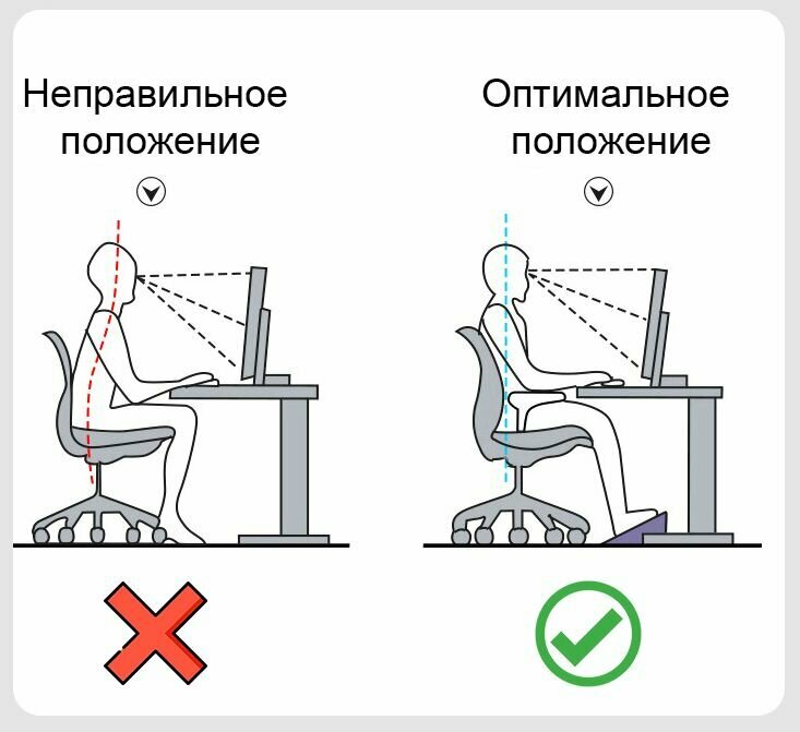 Офисная подставка для ног с массажным роликом Черная