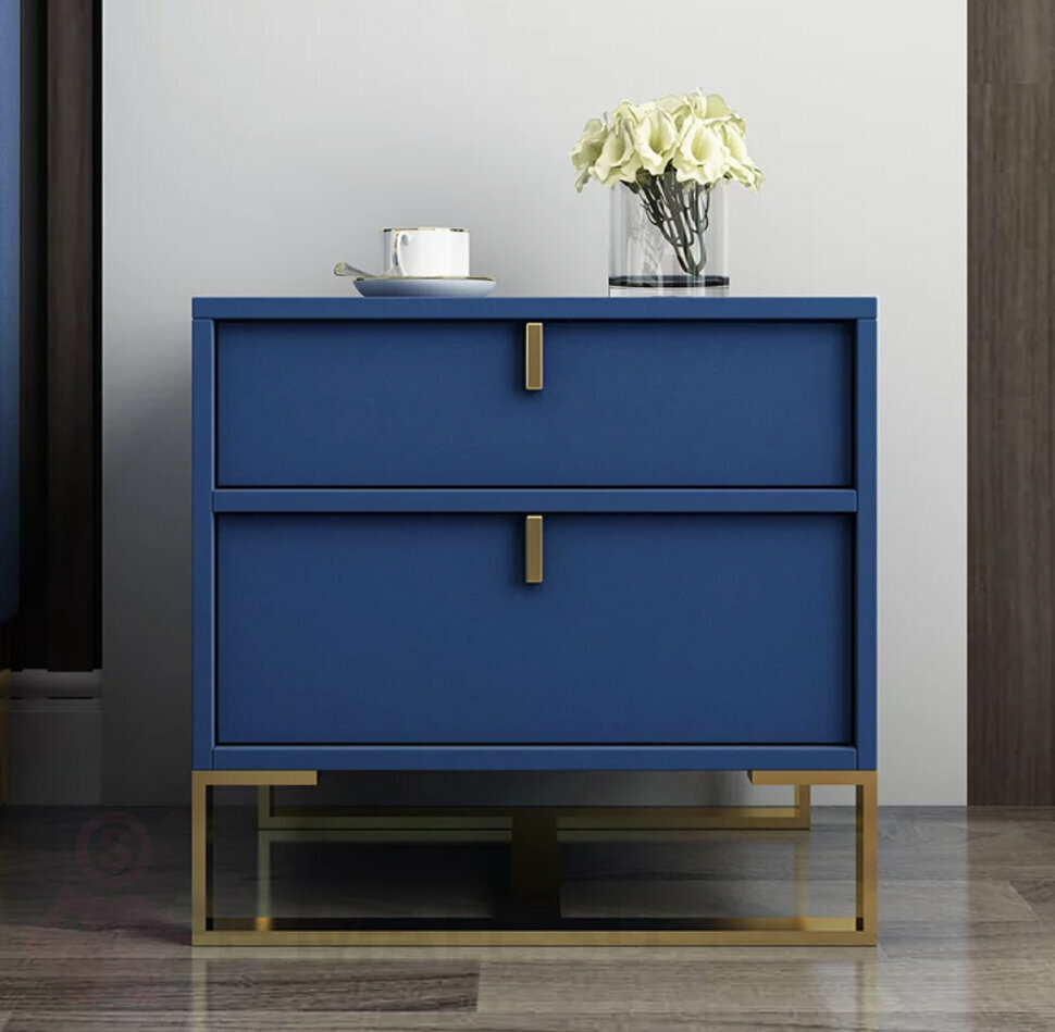 Тумбочка прикроватная Modern Blue Nightstand Minimalist Bedside Table (синий)