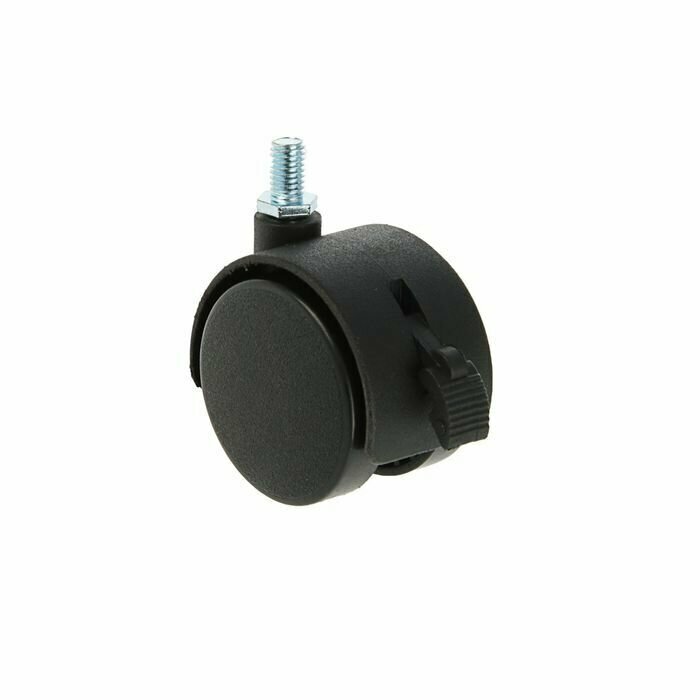 фото Колесо мебельное, d 50 мм, с футоркой, с тормозом, черный пластик, 4шт