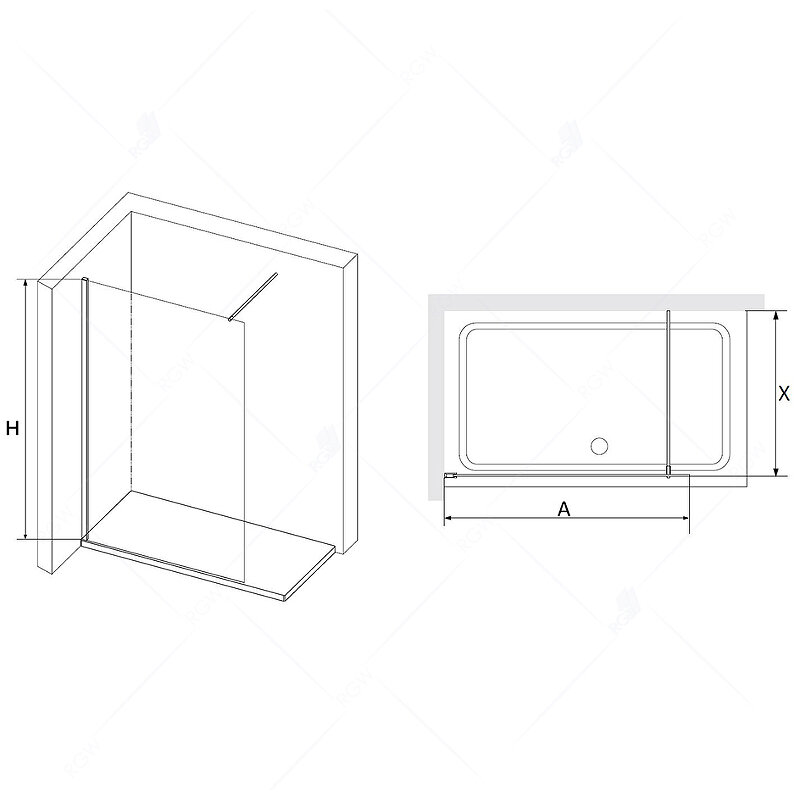 Перегородка для душа RGW Walk In WA-010 90х195 профиль хром, стекло прозрачное - фото №4