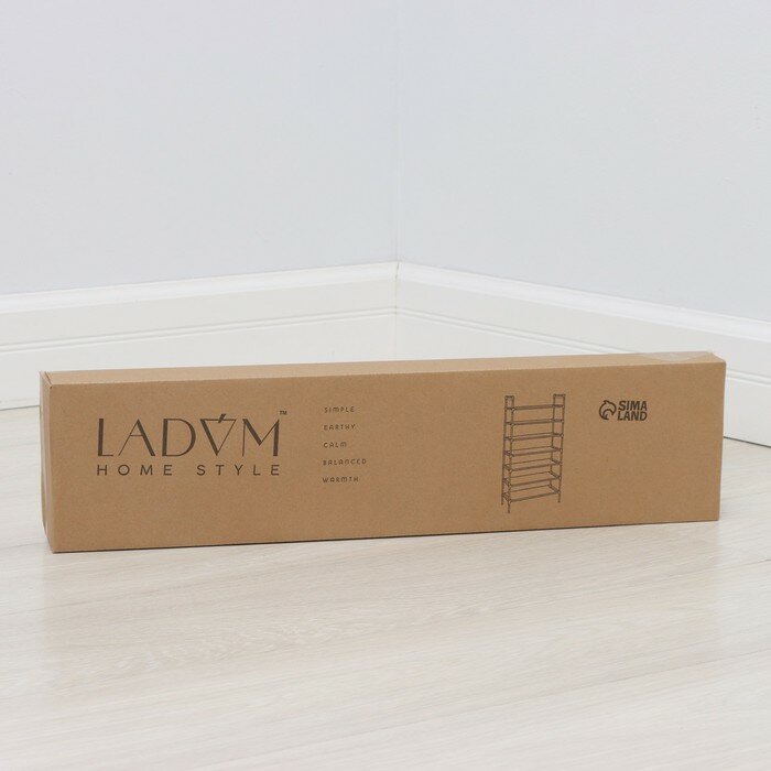 Полка для обуви LaDо́m, 7 ярусов, 60×30×120 см, цвет серый - фотография № 4