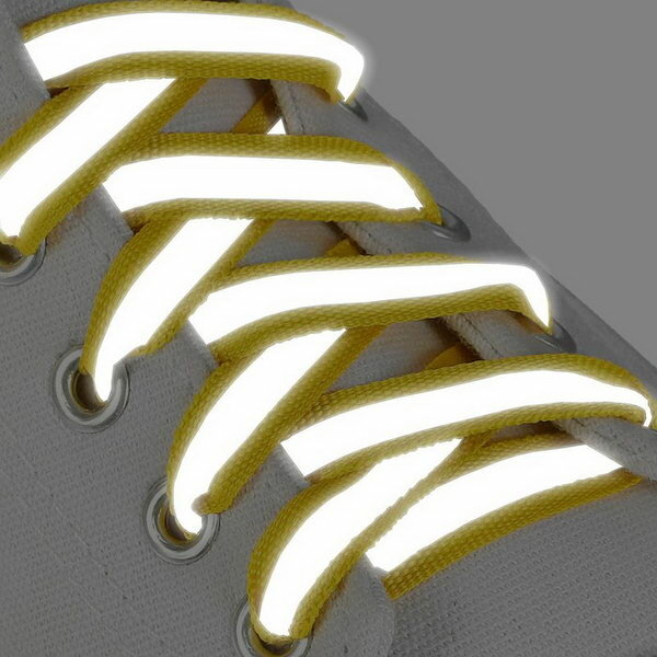 Шнурки для обуви, пара, плоские, со светоотражающей полосой, 10 мм, 70 см, пара, цвет жёлтый - фотография № 3