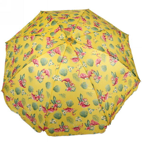Зонт пляжный D=240см, h-220см «Фламинго» желтый с механизмом наклона ДоброСад - фотография № 2