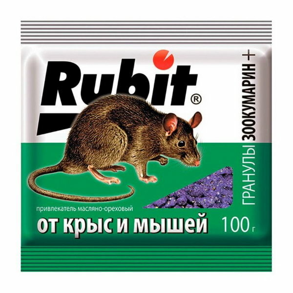 Гранулы от грызунов "Rubit" Зоокумарин+, ореховые, 100 г, 5 шт. - фотография № 1