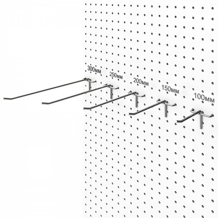 Крючок одинарный на перфорированную ДСП панель, шаг 25мм, d=4мм, L=150мм, цинк - фотография № 2