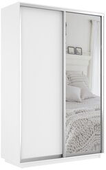 Шкаф купе для одежды, цвет Белый Снег, 220Х140Х60 (ВхШхГ) ,2 двери ДСП/Зеркало