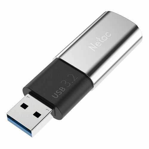 Флешка USB NETAC US2 256ГБ, USB3.1, черный и серебристый [nt03us2n-256g-32sl]