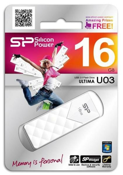 Внешний накопитель 16GB USB Drive Silicon Power Ultima U3 White SP016GBUF2U03V1W