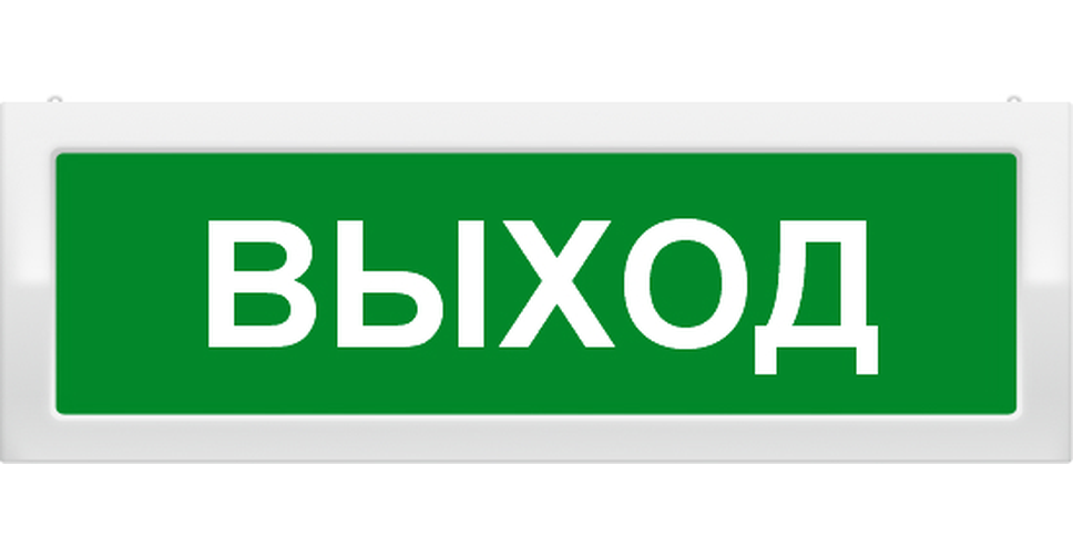 Молния-2-12 выход зеленый фон. Оповещатель световой, двухстороннее исполнение с петлями для потолочного крепления, 12В (Молния 2-12 Вых) ц130401 Вистл