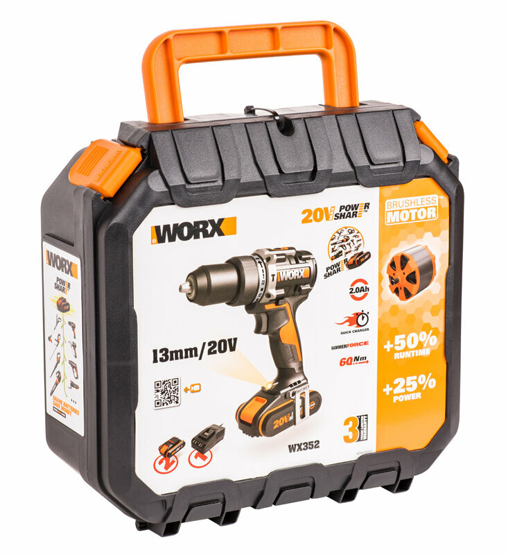 Дрель-шуруповерт ударная аккумуляторная WORX WX352 + подарок: аккумулятор WORX WA3551 - фотография № 10