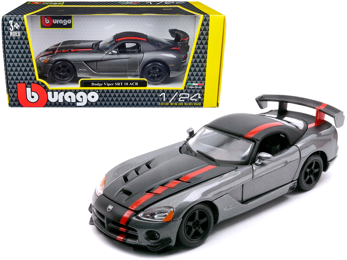 Машина Bburago Dodge Viper SRT 10 ACR 1:24 черный/серый 18-22114