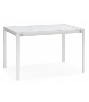 Стеклянный стол Линдисфарн белый кристалл / белый - фотография № 1