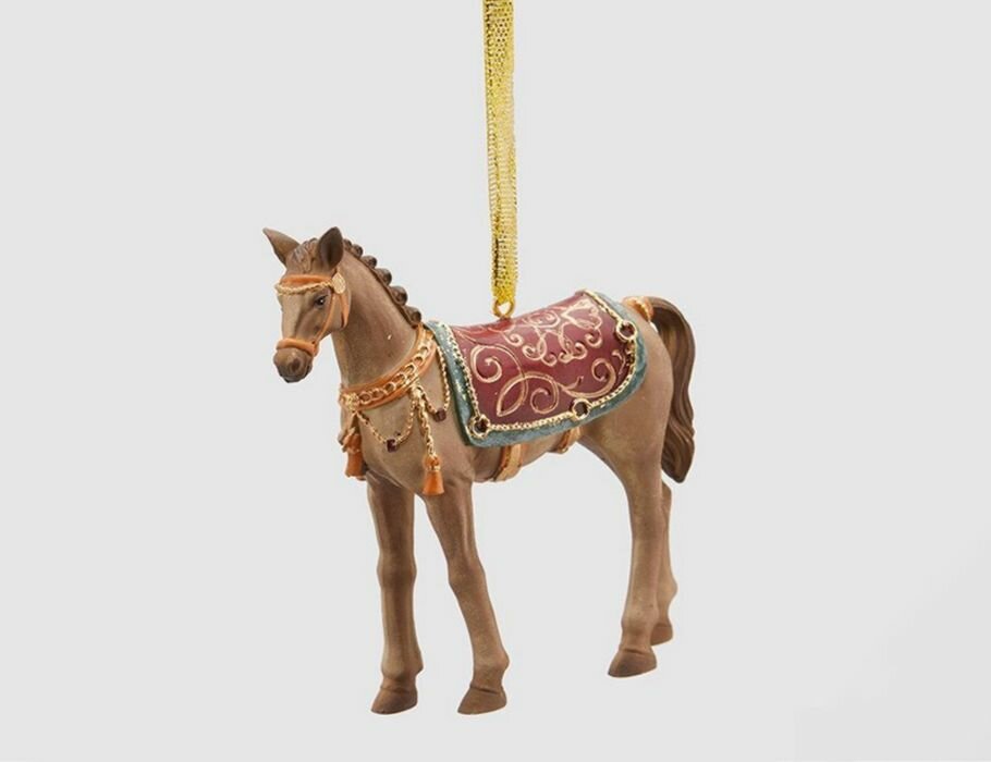 Елочная игрушка лошадь роял стейбл: гнедая масть полистоун 11 см подвеска EDG 684255-WB-2